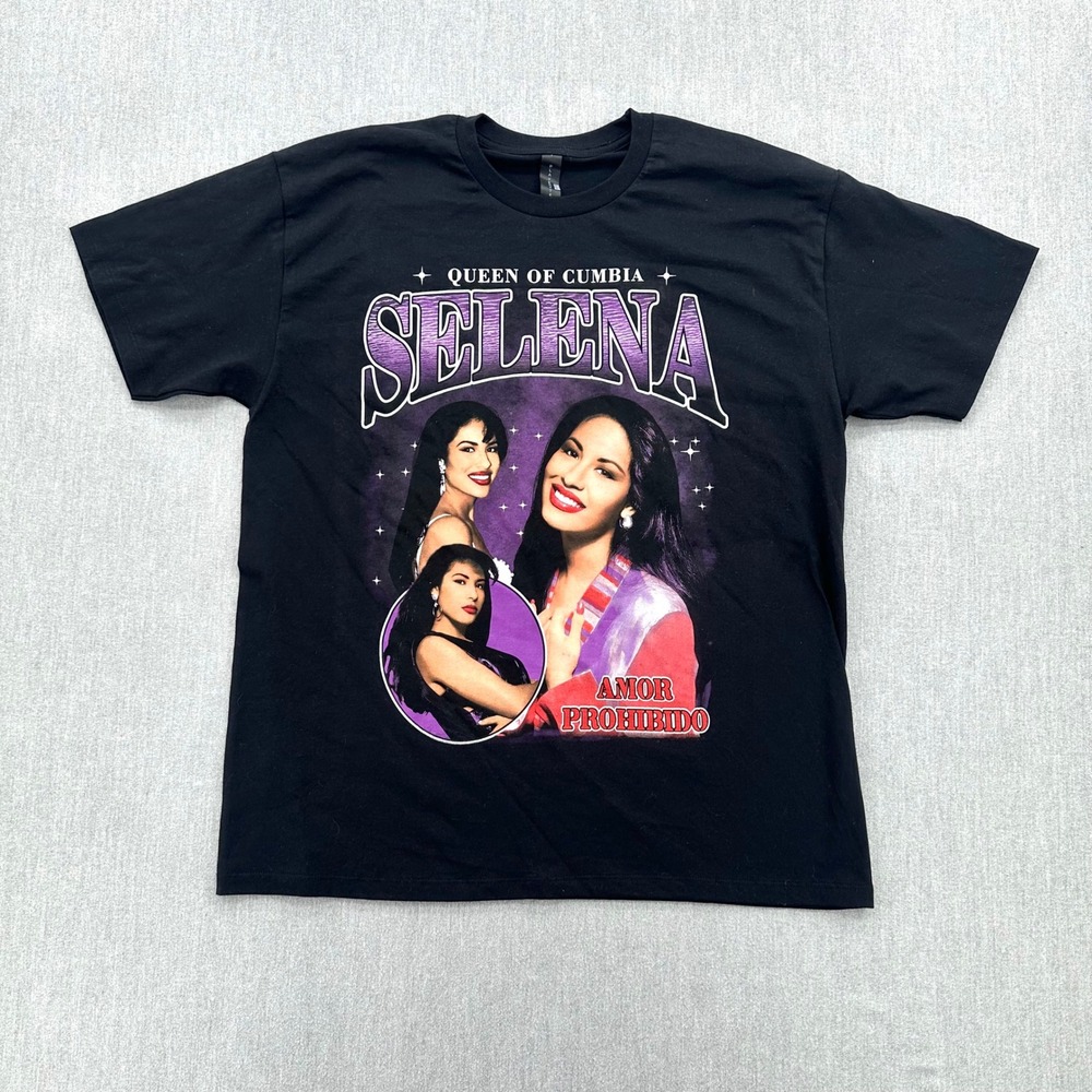 Selena Queen of Cumbia T-Shirt Mens XL Black Amor Prohibido Graphic Cotton